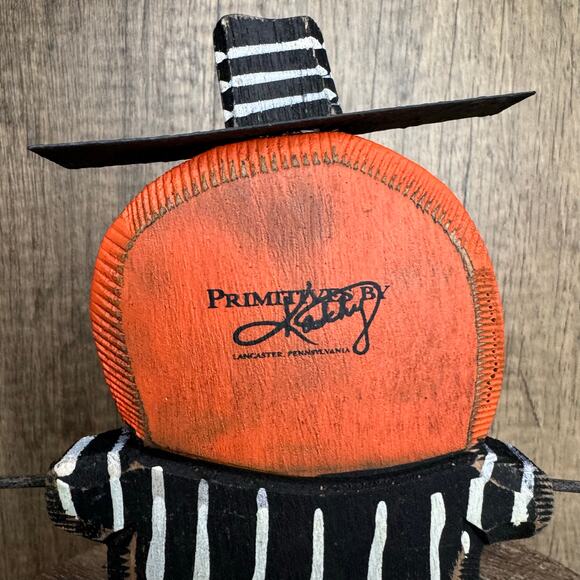 Rustic Halloween Jack O Lantern Home Decor Sitter Wood Pumpkin Fall FAST SHIP - Picture 8 of 9